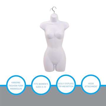 SSWBasics Female Mannequin Torso - Shatterproof, Lightweight & Stylish for Women