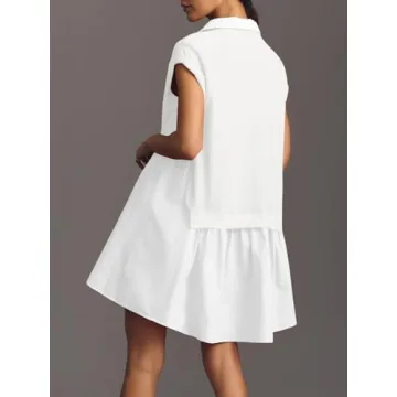 Trendy Oversized V-Neck Patchwork Mini Dress for Women