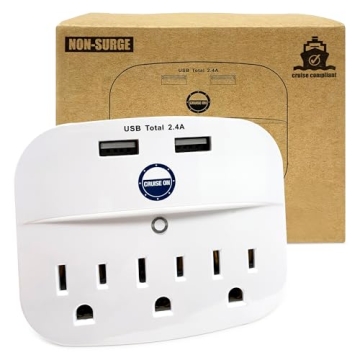 Cruise Approved Power Strip with 2 USB Outlets - Essential for 2024 Cruises
