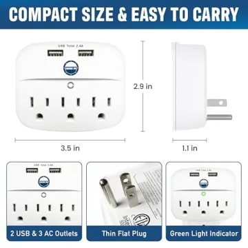 Cruise Approved Power Strip Non Surge Protector with USB