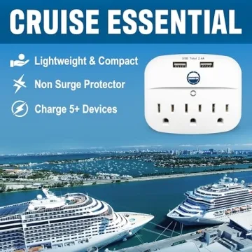 Cruise Approved Power Strip Non Surge Protector with USB