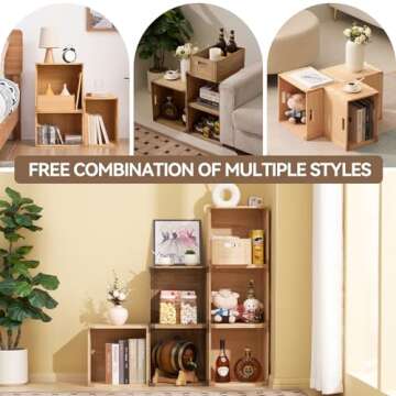 KIRIGEN Stackable Wood Storage Cube/Basket/Bins Organizer for Home Books Clothes Toy Modular Open Cubby Storage System - Office Bookcase Closet Shelves F26-NA