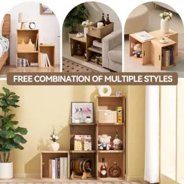 KIRIGEN Stackable Wood Storage Cube/Basket/Bins Organizer for Home Books Clothes Toy Modular Open Cubby Storage System - Office Bookcase Closet Shelves F26-NA