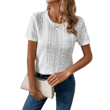 Stylish Eyelet Embroidered Women's Casual Tee