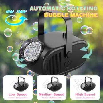 Bubble Machine for Kids Toddlers, Automatic 360° Rotating Bubble Blower with Rechargeable Battery, Bubbles Toy for 3 4 5 Year Old, Outdoor Wedding Party Birthday Gifts (Black)