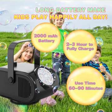 Bubble Machine for Kids Toddlers, Automatic 360° Rotating Bubble Blower with Rechargeable Battery, Bubbles Toy for 3 4 5 Year Old, Outdoor Wedding Party Birthday Gifts (Black)