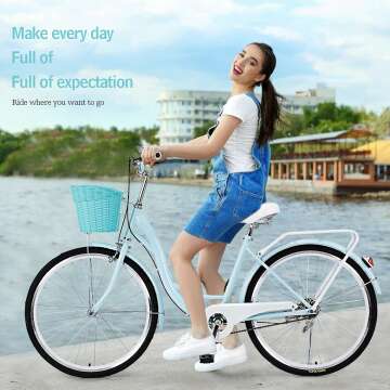 Classic 26 Inch Beach Cruiser Bike with Basket