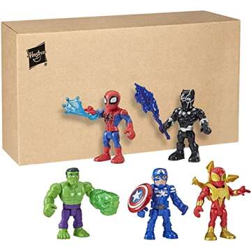 Marvel Super Hero Adventures 5-Inch Action Figure 5-Pack, Includes Captain America, Spider-Man, 5 Accessories (Amazon Exclusive)