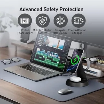 BERXZWE 3-in-1 Wireless Charging Station for Apple Devices