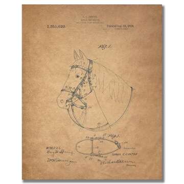 BigWig Prints Cowboy Patent Wall Art - Western Decor, Lasso, Colt Peacemaker, Bridle, Saddle, Spurs,...