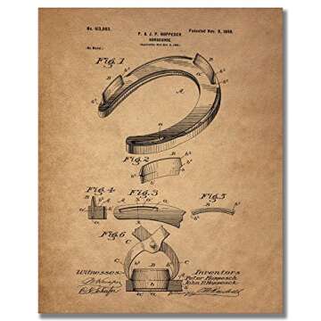 BigWig Prints Cowboy Patent Wall Art - Western Decor, Lasso, Colt Peacemaker, Bridle, Saddle, Spurs, Horseshoe, Rustic Farmhouse Wall Art, Cowboy Posters for Home or Office - Unframed Set of 6 (8x10)