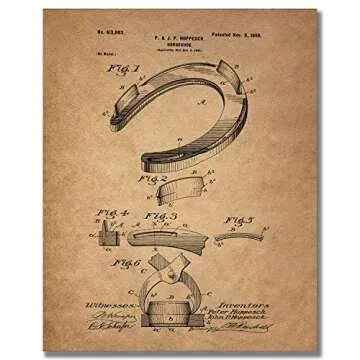 BigWig Prints Cowboy Patent Wall Art - Western Decor, Lasso, Colt Peacemaker, Bridle, Saddle, Spurs, Horseshoe, Rustic Farmhouse Wall Art, Cowboy Posters for Home or Office - Unframed Set of 6 (8x10)