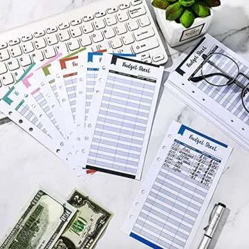 120 Pieces A6 Budget Sheets, 6 Rings Binder Expense Sheets Money Tracker Budget Inserts for Cash Envelope Planner Wallet Budgeting Organizer, 6 Colors