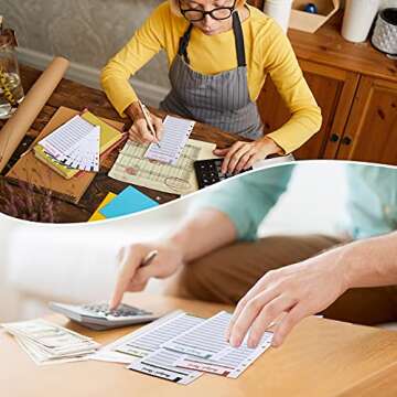 120 Pieces A6 Budget Sheets, 6 Rings Binder Expense Sheets Money Tracker Budget Inserts for Cash Envelope Planner Wallet Budgeting Organizer, 6 Colors