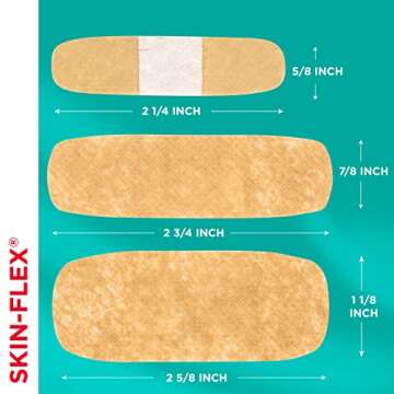 Band-Aid Brand Skin-Flex Adhesive Bandages for First Aid & Wound Care of Minor Cuts, Scrapes & Burns, Flexible Sterile Bandages Great for Fingers, Hands & Knees, Assorted Sizes, 60 ct