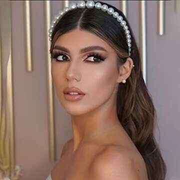 Andelaisi Pearl Hairband - White Vintage Bohemian Design for Women & Girls - Stylish Headpiece for A...