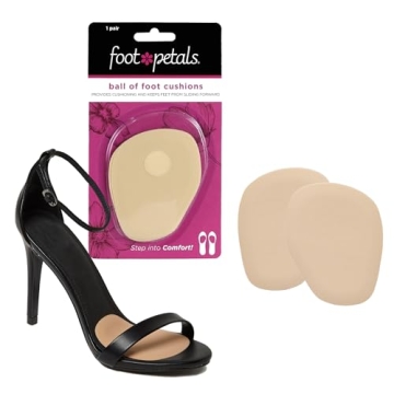 Foot Petals Ball of Foot Cushions - Lasting Comfort Relief for Women's Heels, 1 Pair, Khaki
