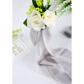 Elegant Handmade Sheer Wedding Ribbon Set - 5 Rolls Gray