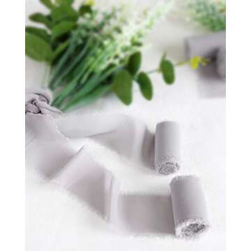 Elegant Handmade Sheer Wedding Ribbon Set - 5 Rolls Gray
