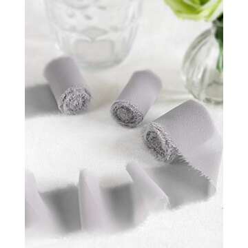 Elegant Handmade Sheer Wedding Ribbon Set - 5 Rolls Gray