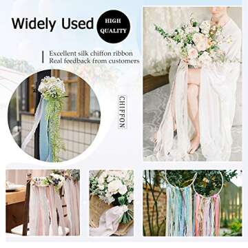 Elegant Handmade Sheer Wedding Ribbon Set - 5 Rolls Gray