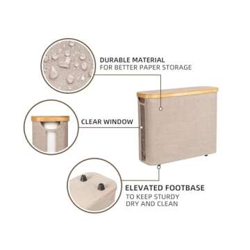 StorageWorks Toilet Paper Organizer with Bamboo Lid