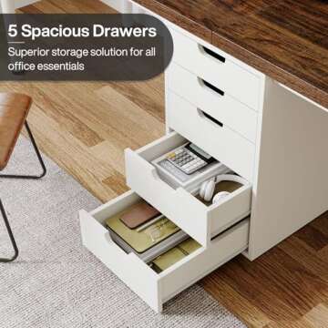 Tribesigns Two Person Computer Desk with 5 Drawers, 78.7 Inches Extra Long Double Office Desk, Modern Simple Double Computer Desk Study Writing Table Workstation for Home Office(Brown/White)