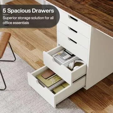 Tribesigns Two Person Computer Desk with 5 Drawers, 78.7 Inches Extra Long Double Office Desk, Modern Simple Double Computer Desk Study Writing Table Workstation for Home Office(Brown/White)