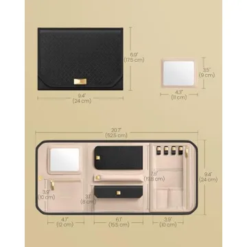 SONGMICS HOME Travel Jewelry Case, Elegant Jewelry Organizer