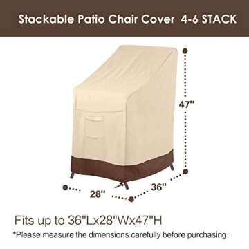 Vailge Stackable Patio Chair Cover,100% Waterproof Outdoor Chair Cover, Heavy Duty Lawn Patio Furnit...