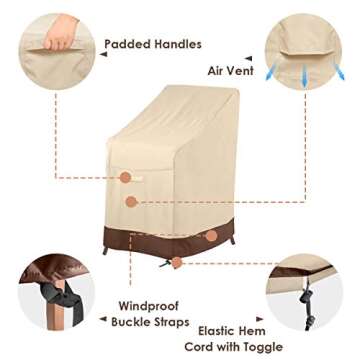 Vailge Waterproof Stackable Chair Cover for Outdoor Use