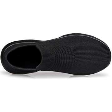 DOUSSPRT Womens Walking Sneakers Slip on Sock Shoes Mesh Air Cushion Platform Workout Tennis Loafers Fashion Casual 002 allblack US Size 10