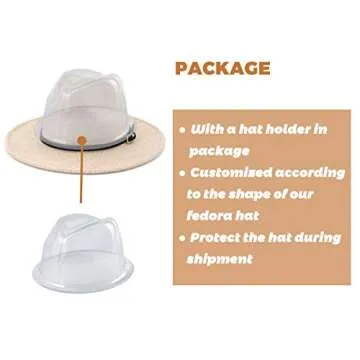 Lisianthus Womens Classic Wool Fedora with Belt Buckle Wide Brim Panama Hat Belt A-Beige