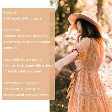 Lisianthus Womens Classic Wool Fedora with Belt Buckle Wide Brim Panama Hat Belt A-Beige