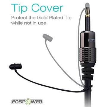 FosPower (3ft 24K Gold Plated Toslink to Mini Toslink Digital Optical S/PDIF Audio Cable with Metal Connectors & Strain-Relief PVC Jacket