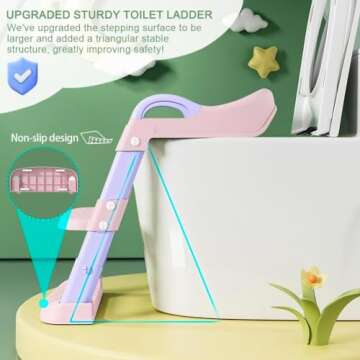 Potty Training Seat Toilet Seat for Toddler Potty Chair with Step Stool Ladder Collapsible Anti-Slip...
