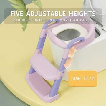 Potty Training Seat Toilet Seat for Toddler Potty Chair with Step Stool Ladder Collapsible Anti-Slip Foldable Toilet Training Seat with Adjustable Step Stool for Kids Boys and Girls Pink