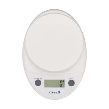 Escali Primo Digital Food Scale Multi-Functional Kitchen Scale and Baking Scale for Precise Weight Measuring and Portion Control, 8.5 x 6 x 1.5 inches, White