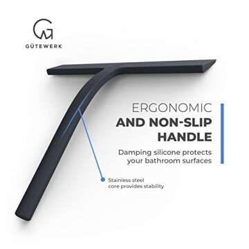 GÜTEWERK Shower Squeegee for Glass Doors, Silicone Window Squeegee, Bathroom and Glass Cleaning - B...