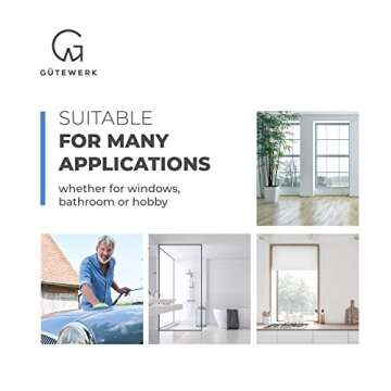 GÜTEWERK Shower Squeegee for Glass Doors, Silicone Window Squeegee, Bathroom and Glass Cleaning - Black - 9 Inch