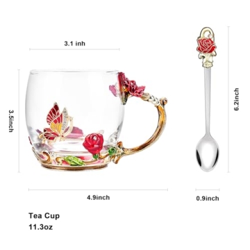 OEAGO Butterfly Rose Mug Set - Best Gift for Mom