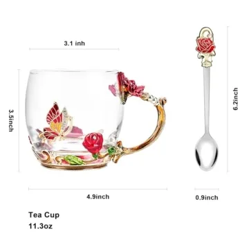 OEAGO Butterfly Rose Mug Set - Best Gift for Mom