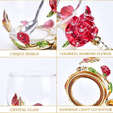 OEAGO Butterfly Rose Mug Set - Best Gift for Mom