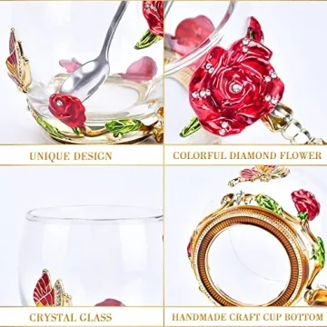 OEAGO Butterfly Rose Mug Set - Best Gift for Mom