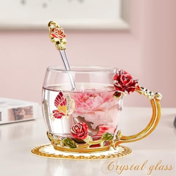 OEAGO Butterfly Rose Mug Set - Best Gift for Mom
