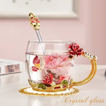 OEAGO Butterfly Rose Mug Set - Best Gift for Mom