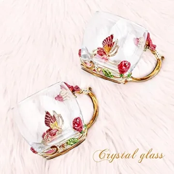 OEAGO Butterfly Rose Mug Set - Best Gift for Mom
