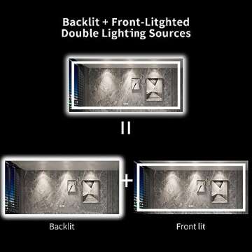 LOAAO 84"X40" LED Bathroom Mirror with Lights, Anti-Fog, Dimmable, Backlit + Front Lit, Lighted Bathroom Vanity Mirror for Wall, Memory Function, Tempered Glass, Shatter-Proof, ETL Listed