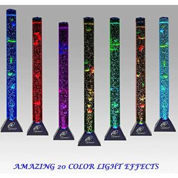 Lightahead Extra Large 4 FT LED Fantasy Bubble Fish Tube Fake Aquarium with10 Fish & 20 Color Light ...