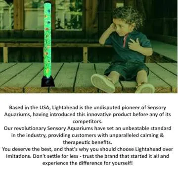 Lightahead Extra Large 4 FT LED Fantasy Bubble Fish Tube Fake Aquarium with10 Fish & 20 Color Light Effects. The Ultimate Sensory Lamp.